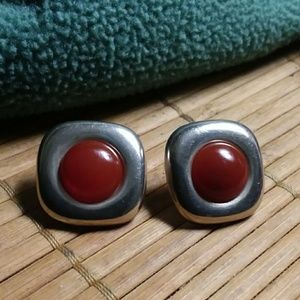 Carnelian Earrings Sterling Silver